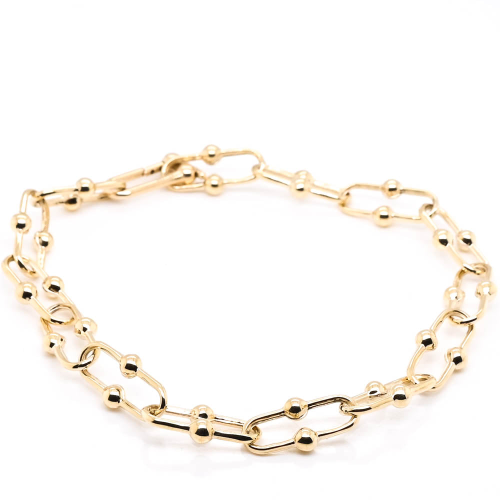 10KT Yellow Gold 7.5" 3mm Link Chain Bracelet.