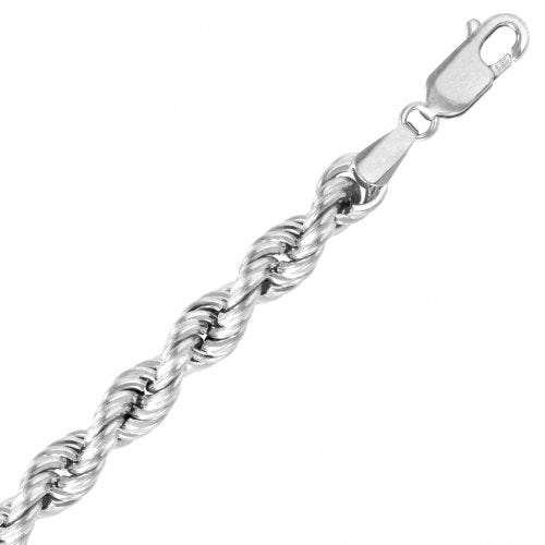 Sterling silver 8" 6mm Rope Chain Bracelet.