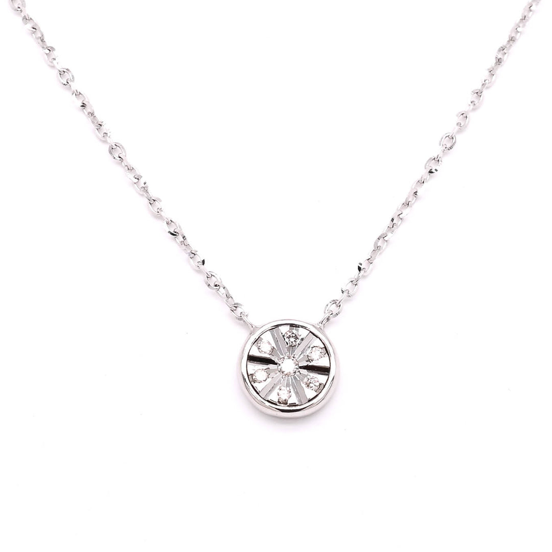 14KT White Gold 18" 0.04CT Diamond Necklace.