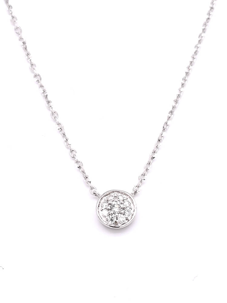 14KT White Gold 18" 0.06CTW Diamond Necklace.