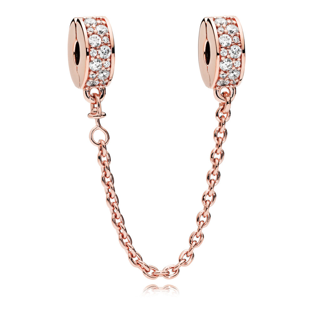 Clear Pave Safety Chain Clip Charm
