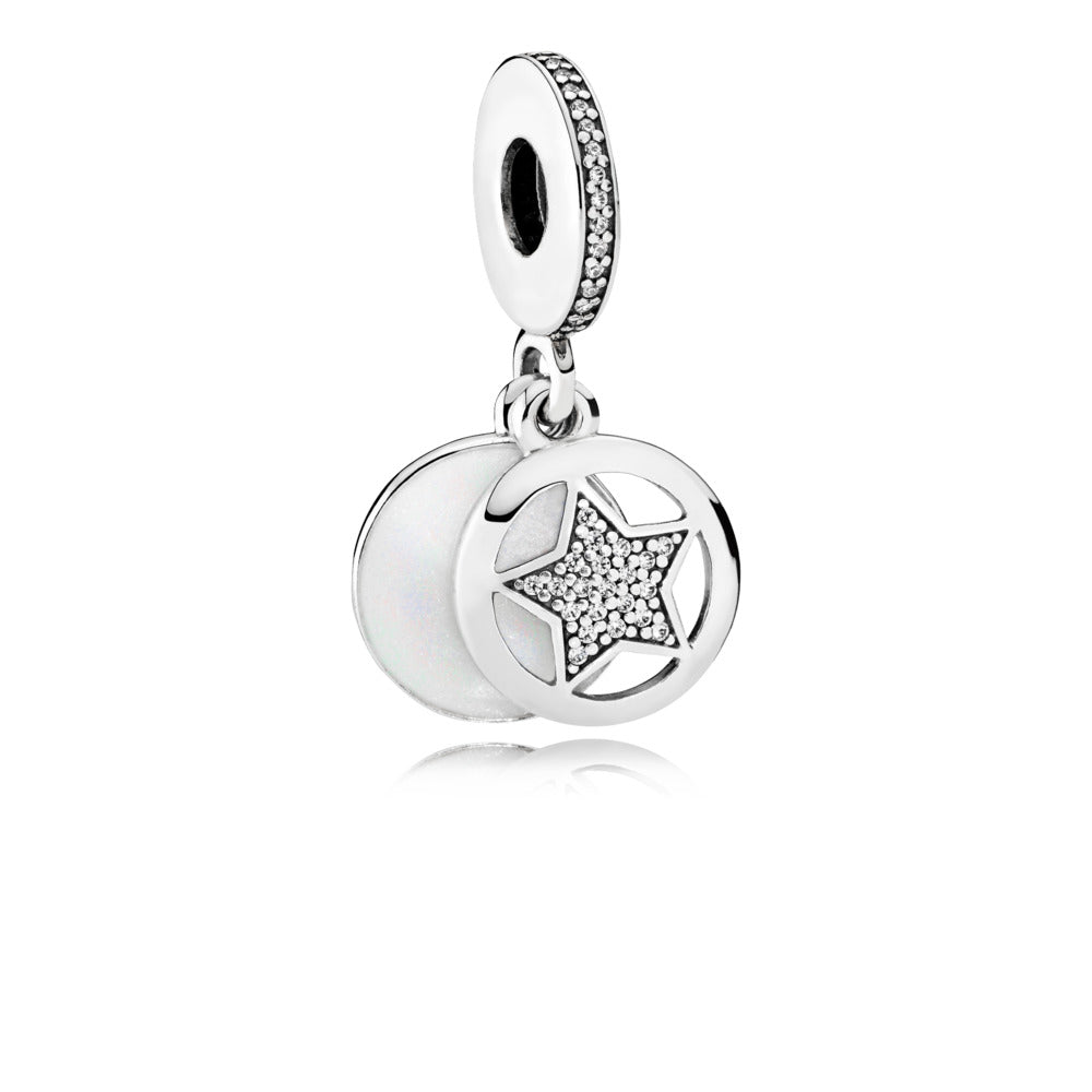 Friendship Star, Silver Enamel & Clear CZ