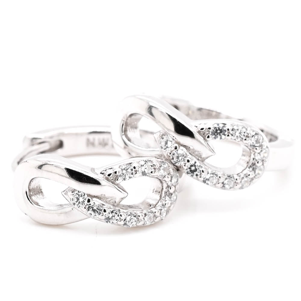 Sterling Silver 13mm C.Z Huggie Earrings.