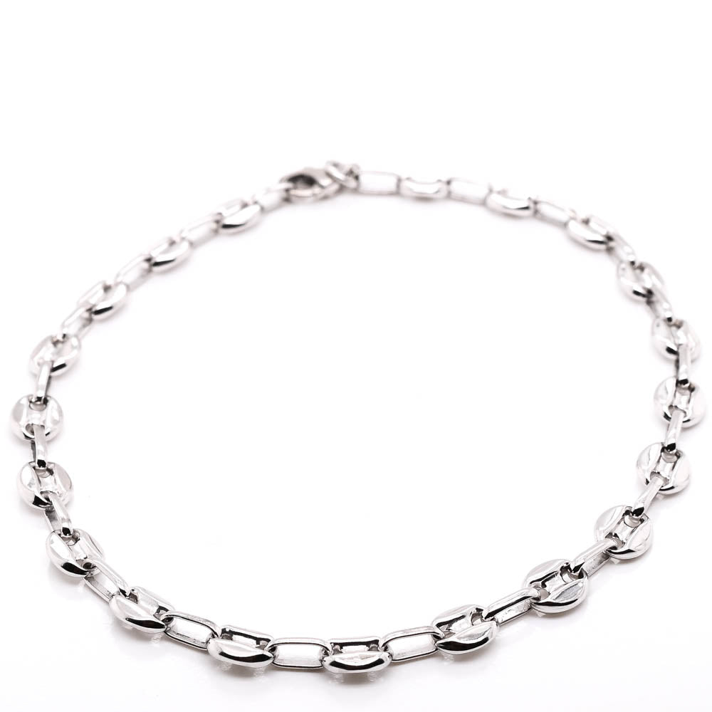 10KT White Gold 8" 4.9mm Puff Mariner Link Bracelet.
