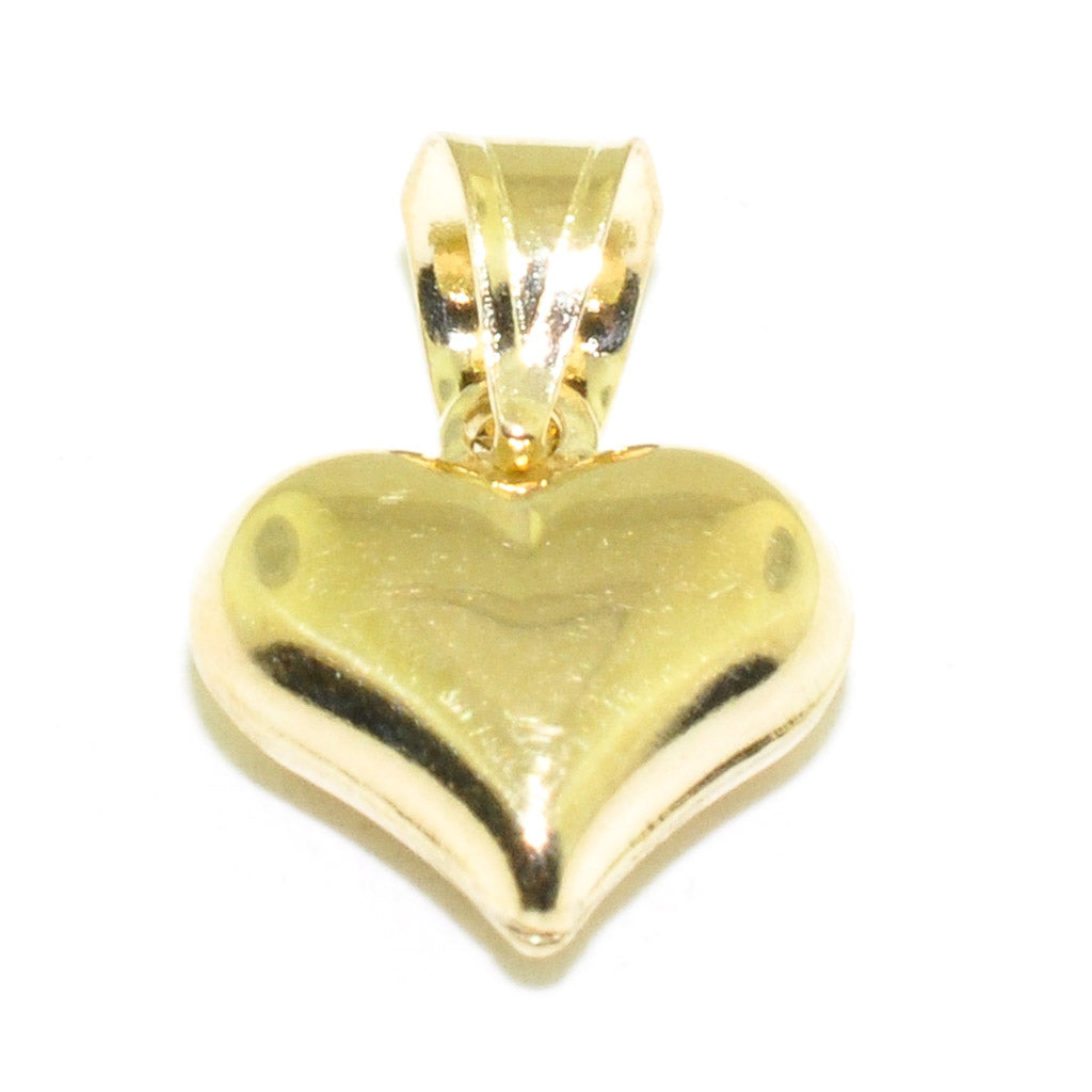10KT Yellow Gold 10MM Puff Heart Charm.
