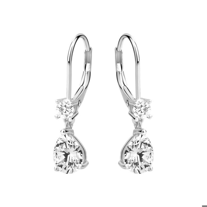 Sterling Silver 7x4mm Pear Shape C.z Leverback Earrings.