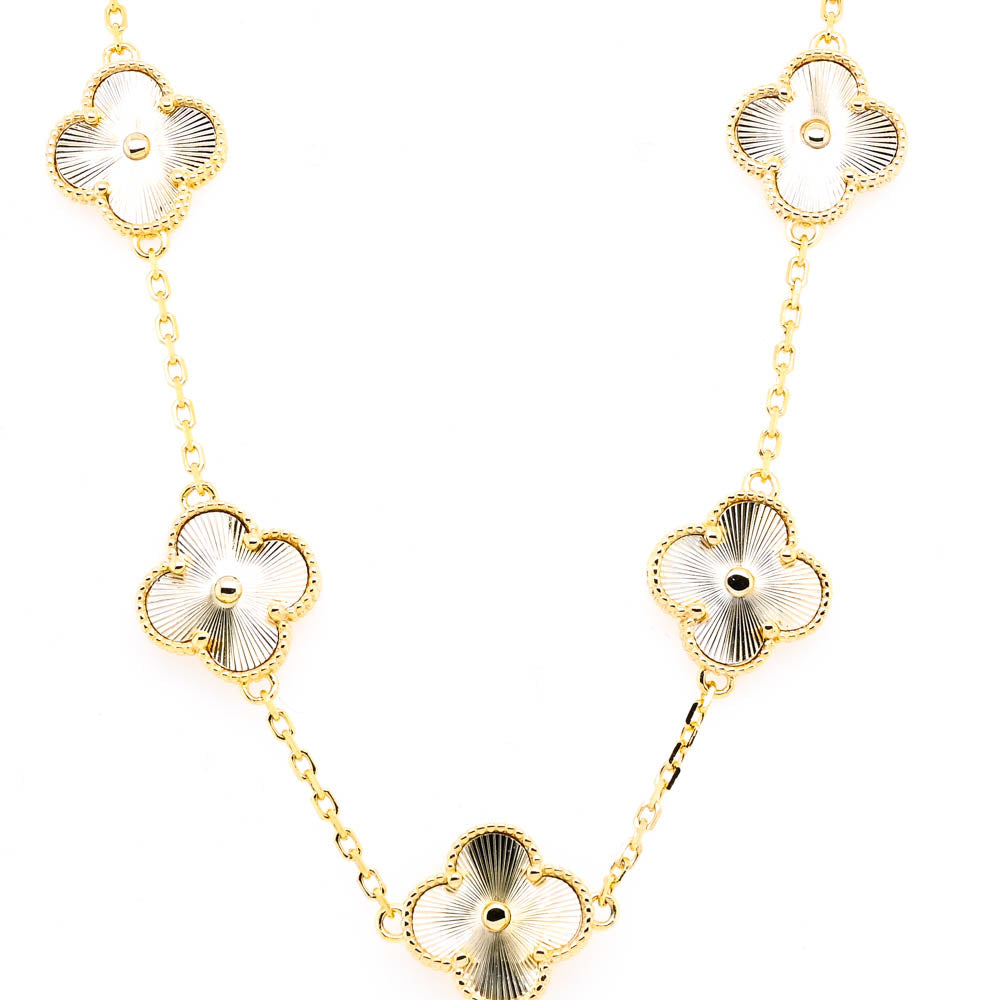 Sterling Silver Gold Plated 18" Multi Clover Necklace.