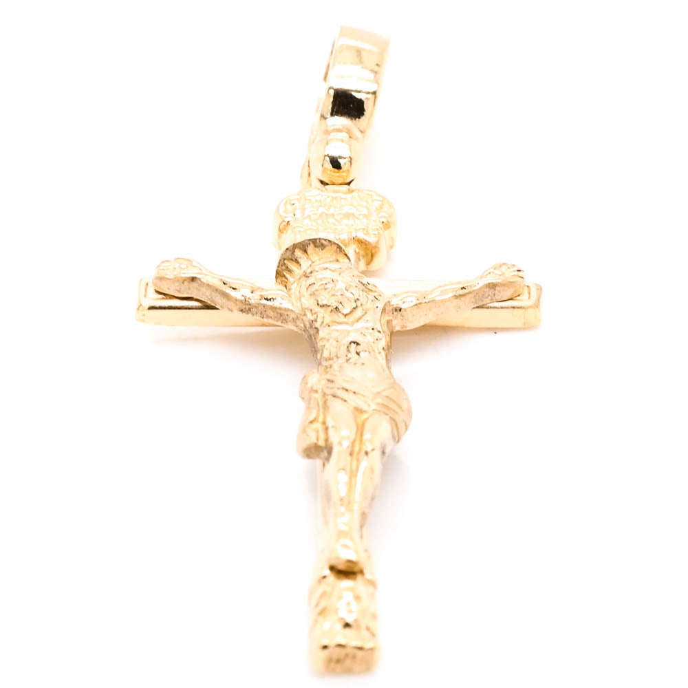 10KT Yellow Gold 32x18mm Crucifix Pendant.