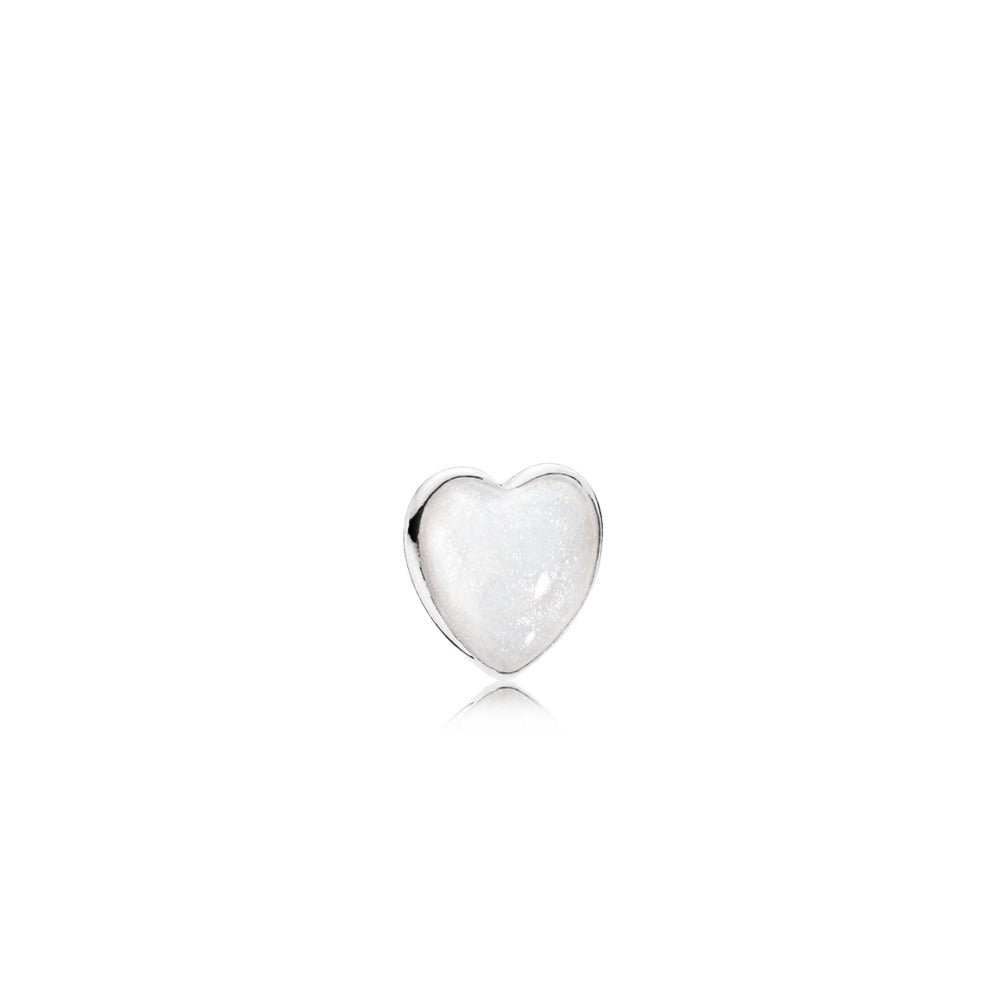 Heart silver element with silver enamel