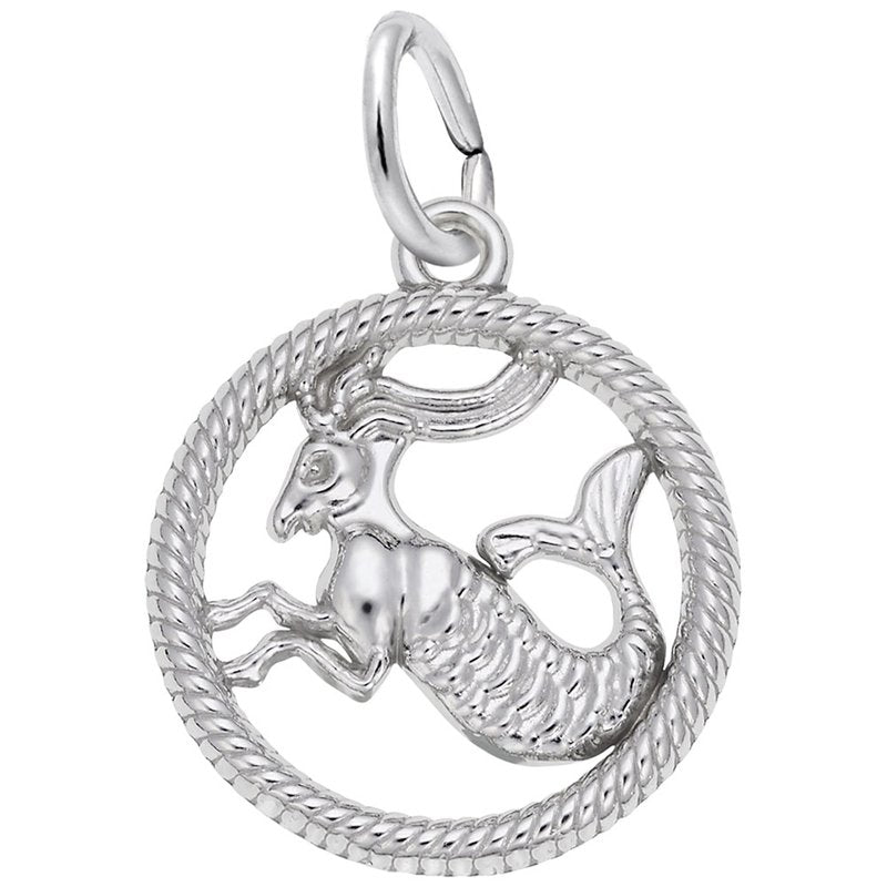 Rembrandt Sterling Capricorn Circle Charm.