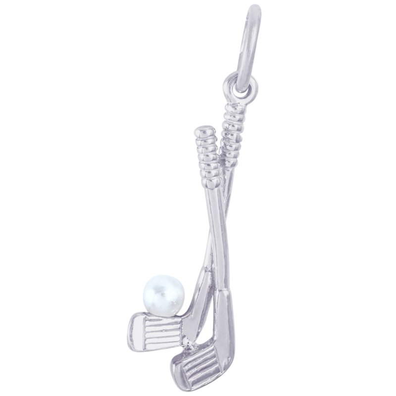 Rembrandt Sterling Silver Gold Clubs with Pearl Charm.