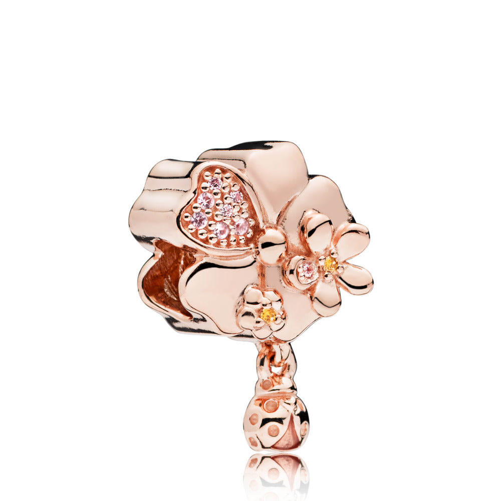 Wildflower Meadow, Pink Enamel, Crystals & Multi-Colored CZ