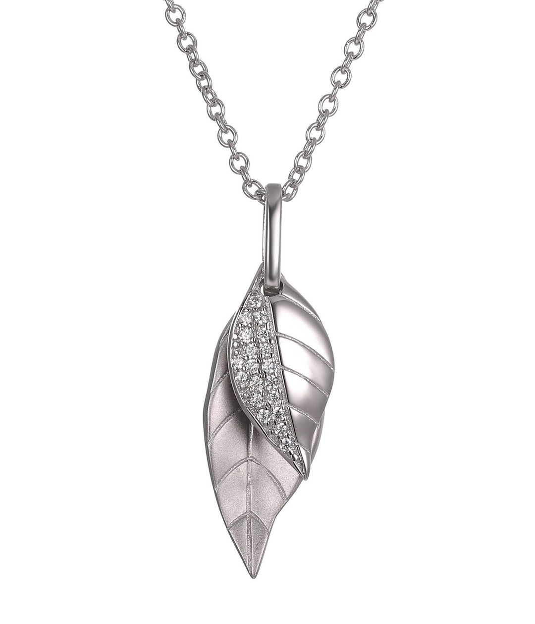 Larus Sterling Silver 18" C.Z Leaf Necklace.