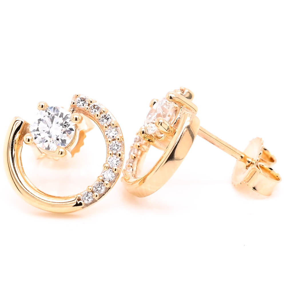 LUJO 10KT Yellow Gold 0.40CTW Round Brilliant LAB Created Diamond Stud Earrings.