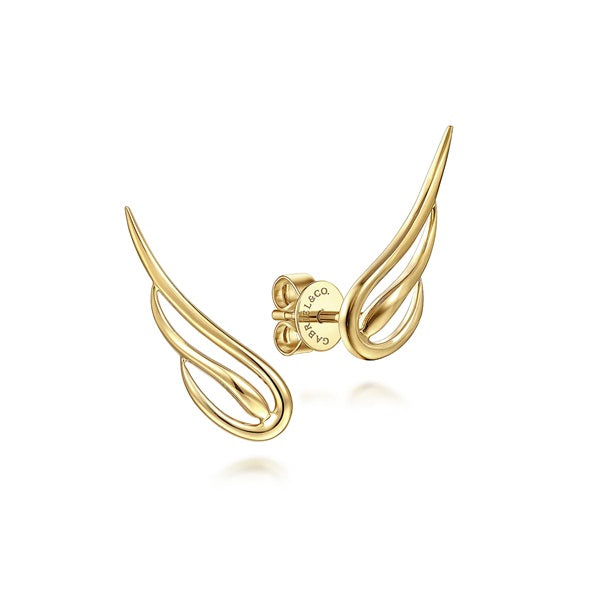 Gabriel & Co 14KT Yellow Gold Open Wing Stud Earrings.