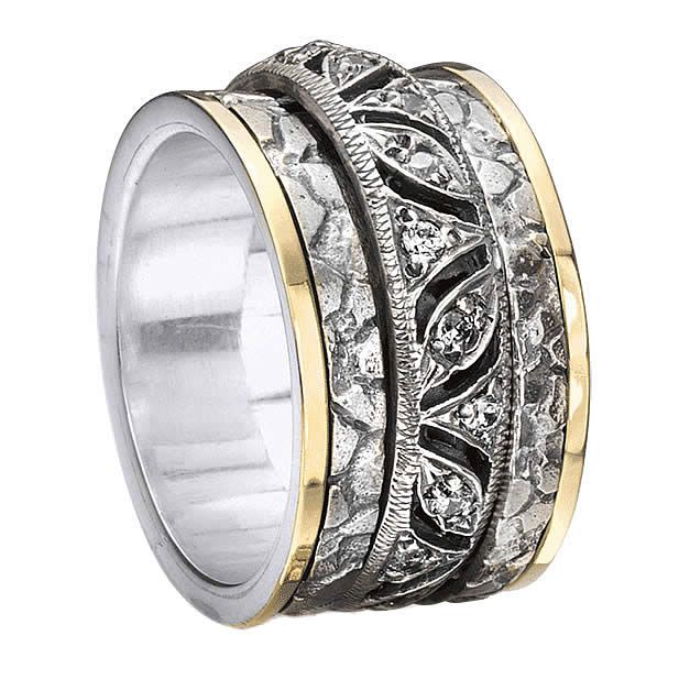 Infinity Meditaiton Ring. Sterling Silver, 9KT Gold, and C.Z. Size 8.