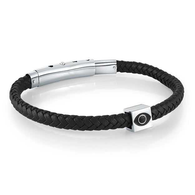 Italgemm Steel 7.5" Adjustable Leather Bracelet.