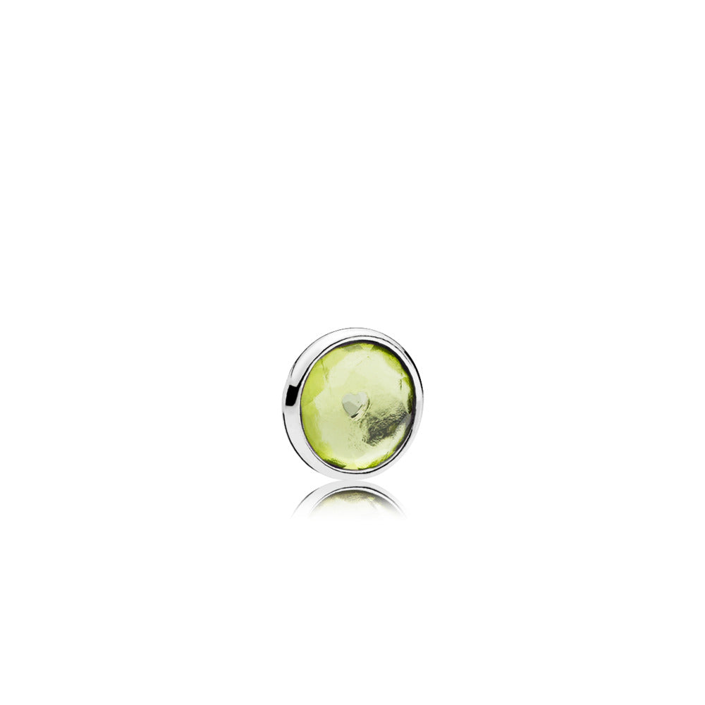 August silver element with peridot droplet
