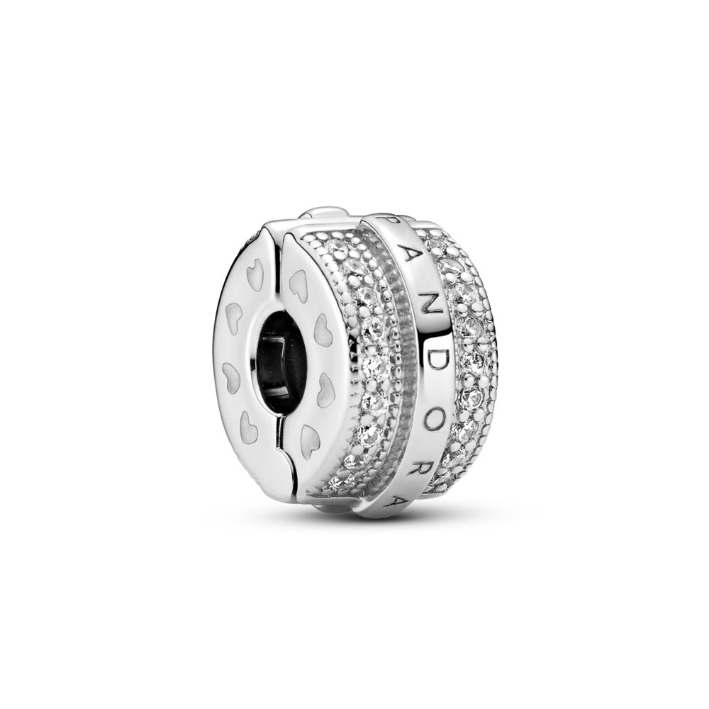 Sparkling Pave Lines and Logo Clip Charm