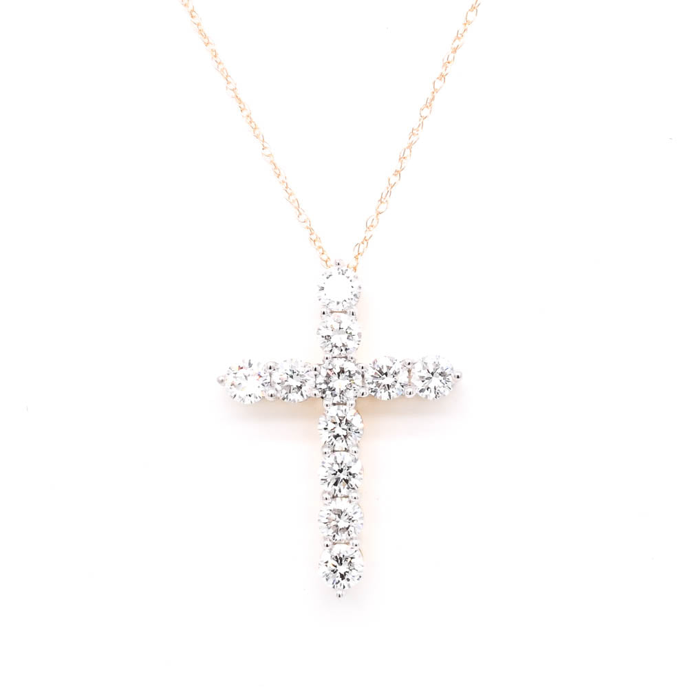 10KT Yellow Gold 18" 1.00CTW Lab Grown Diamond Cross Necklace.