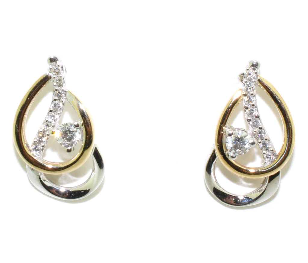 Fire and Ice 10KT White and Yellow Gold 0.13CTW Canadian Diamond Earrings.
