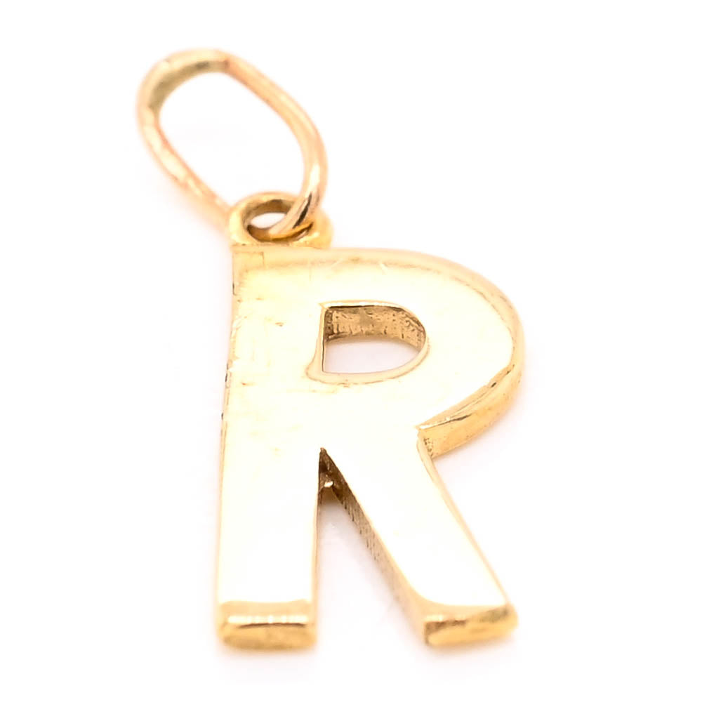 10KT Yellow Gold "R" Initial Pendant.