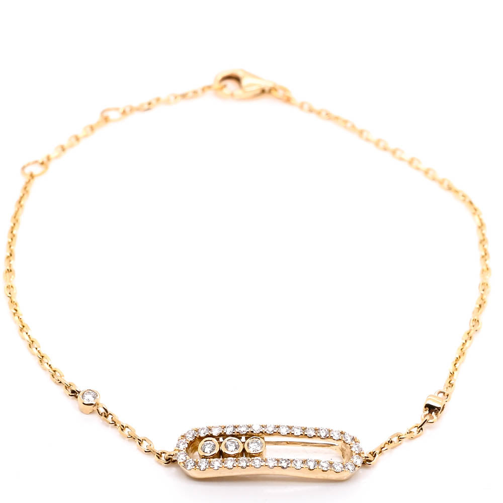 14KT Yellow Gold 7" 0.31CTW Dancing Diamond Bracelet.