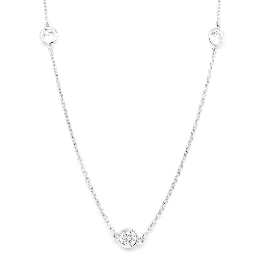 14KT White Gold 20" 0.96CTW LAB GROWN Diamonds by the yard Necklace.