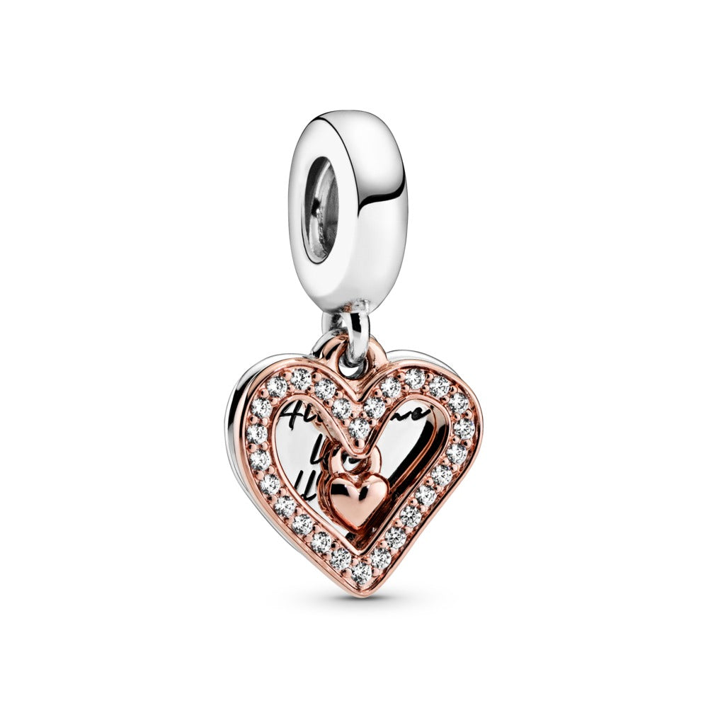Sparkling Freehand Heart Dangle Charm