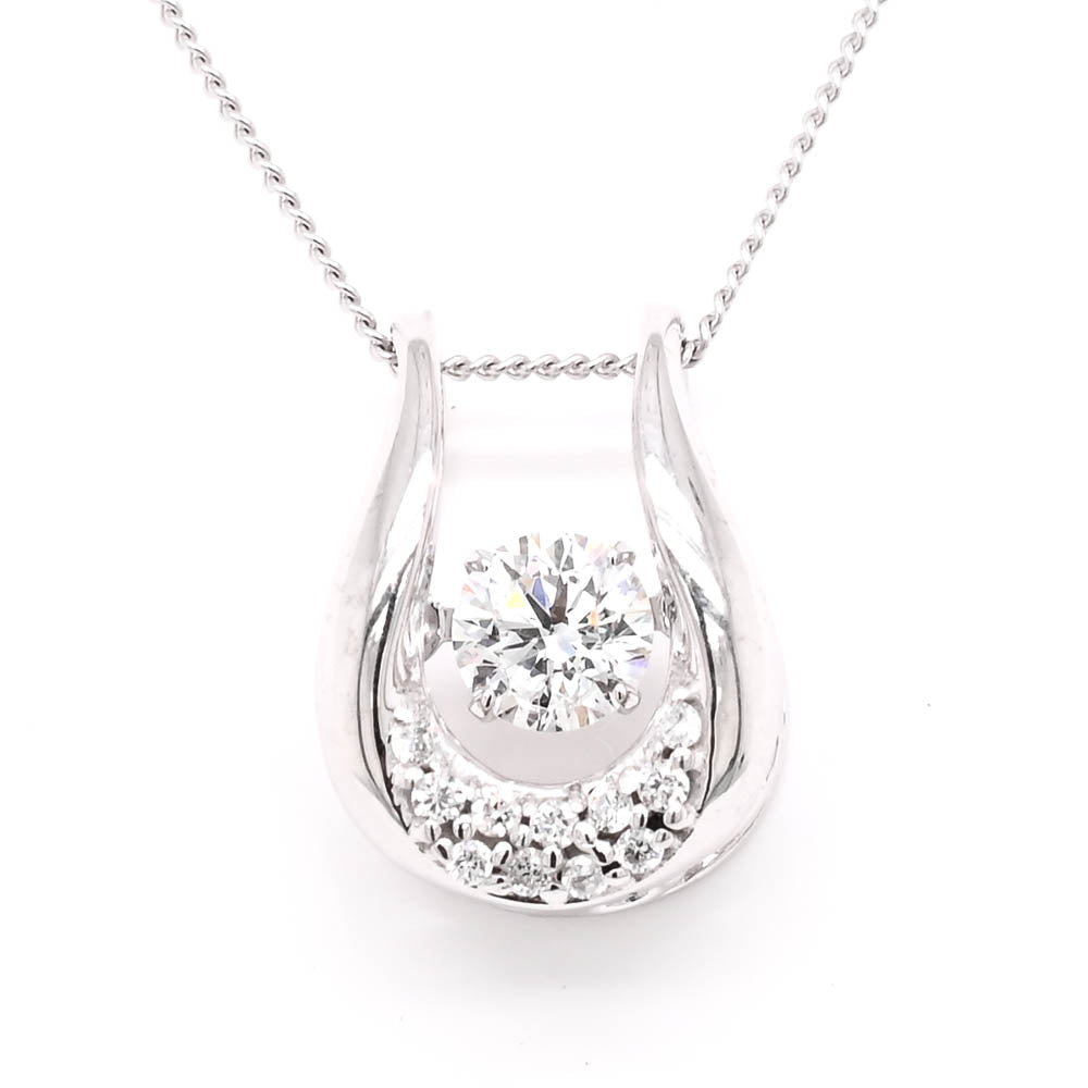 LUJO 10KT White Gold 18" 0.30CTW Round Brilliant LAB Created Dancing Diamond Necklace.