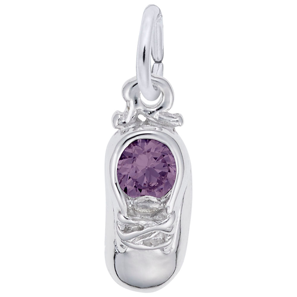 Rembrandt Sterling Baby Boot June Synthetic Stone Charm.