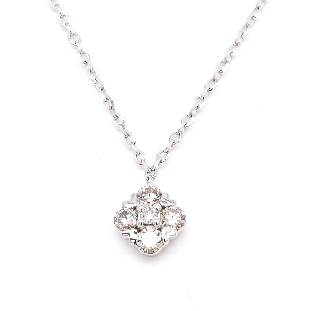 14KT White Gold 16" 0.14CTW Diamond Necklace.