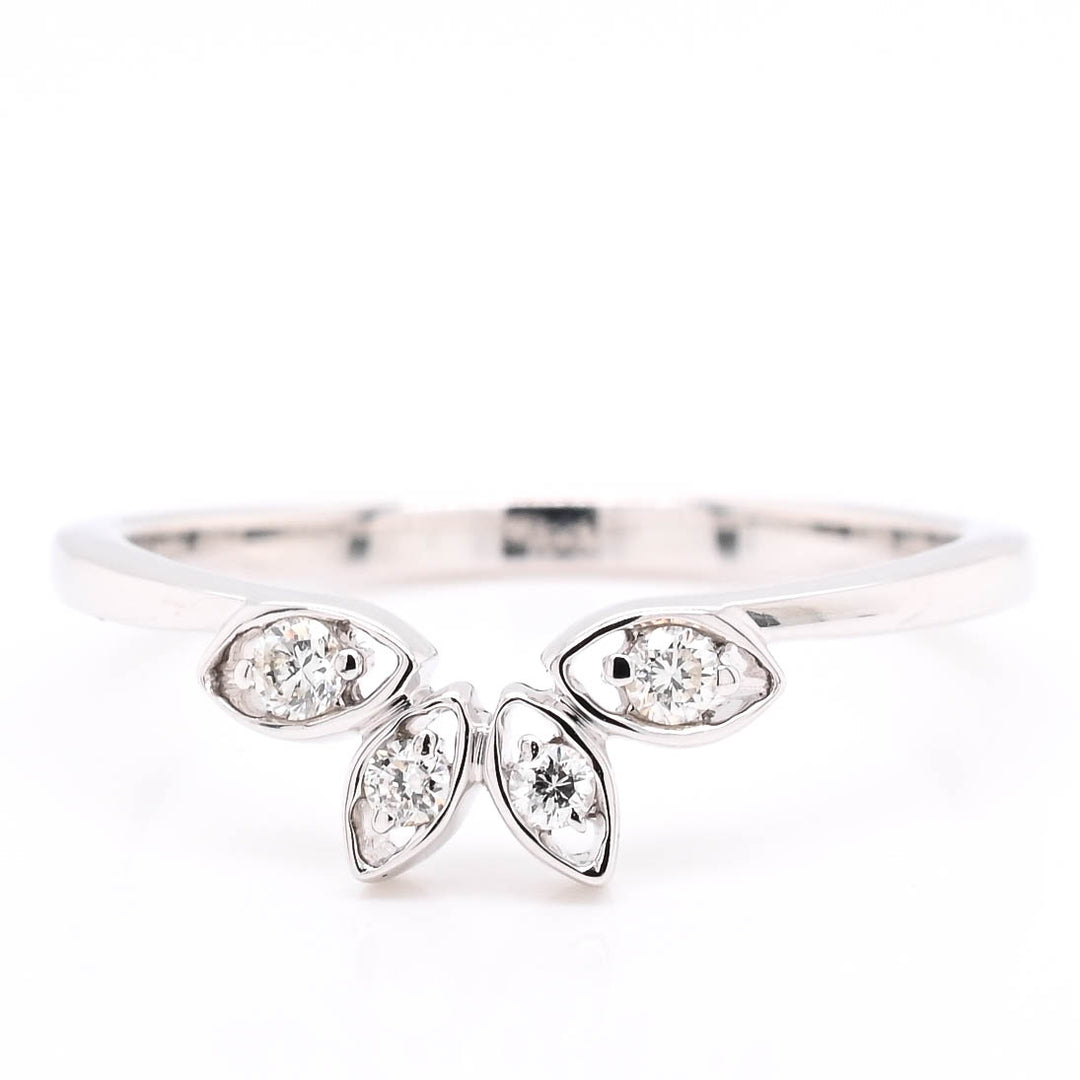 14KT White Gold 0.11CTW Diamond Curved Band.