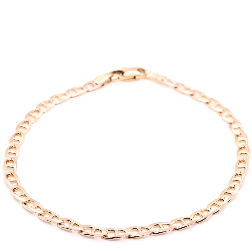 10KT Yellow Gold 8.25" 3.5mm Mariner Link Chain Bracelet.
