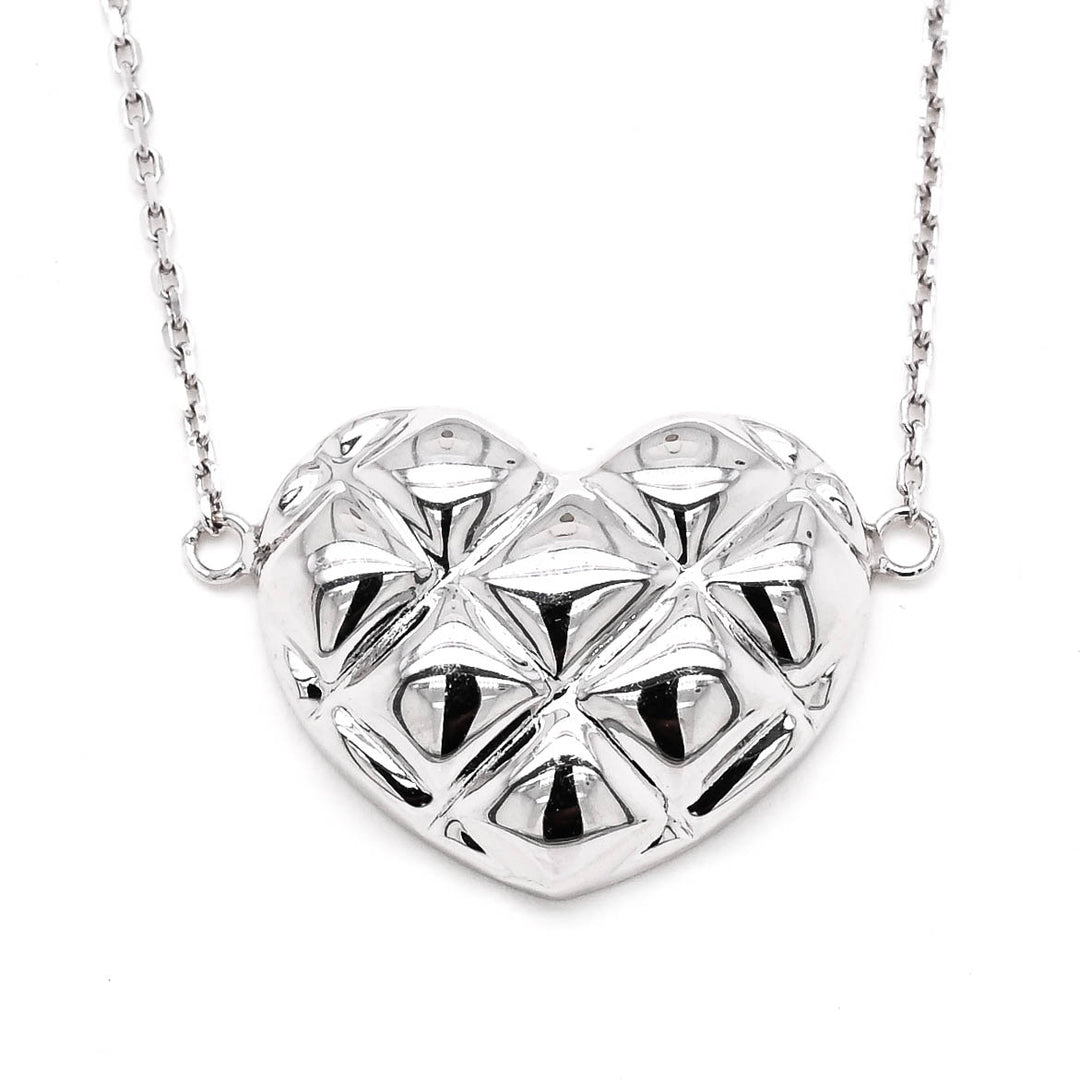 10KT White Gold 18" Heart Necklace.