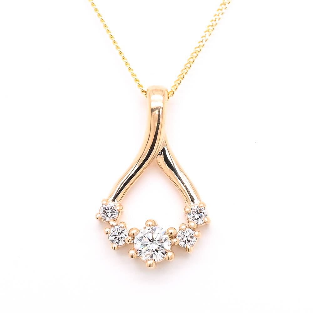 LUJO 10KT Yellow Gold 18" 0.23CTW Round Brilliant LAB Created Diamond Necklace.