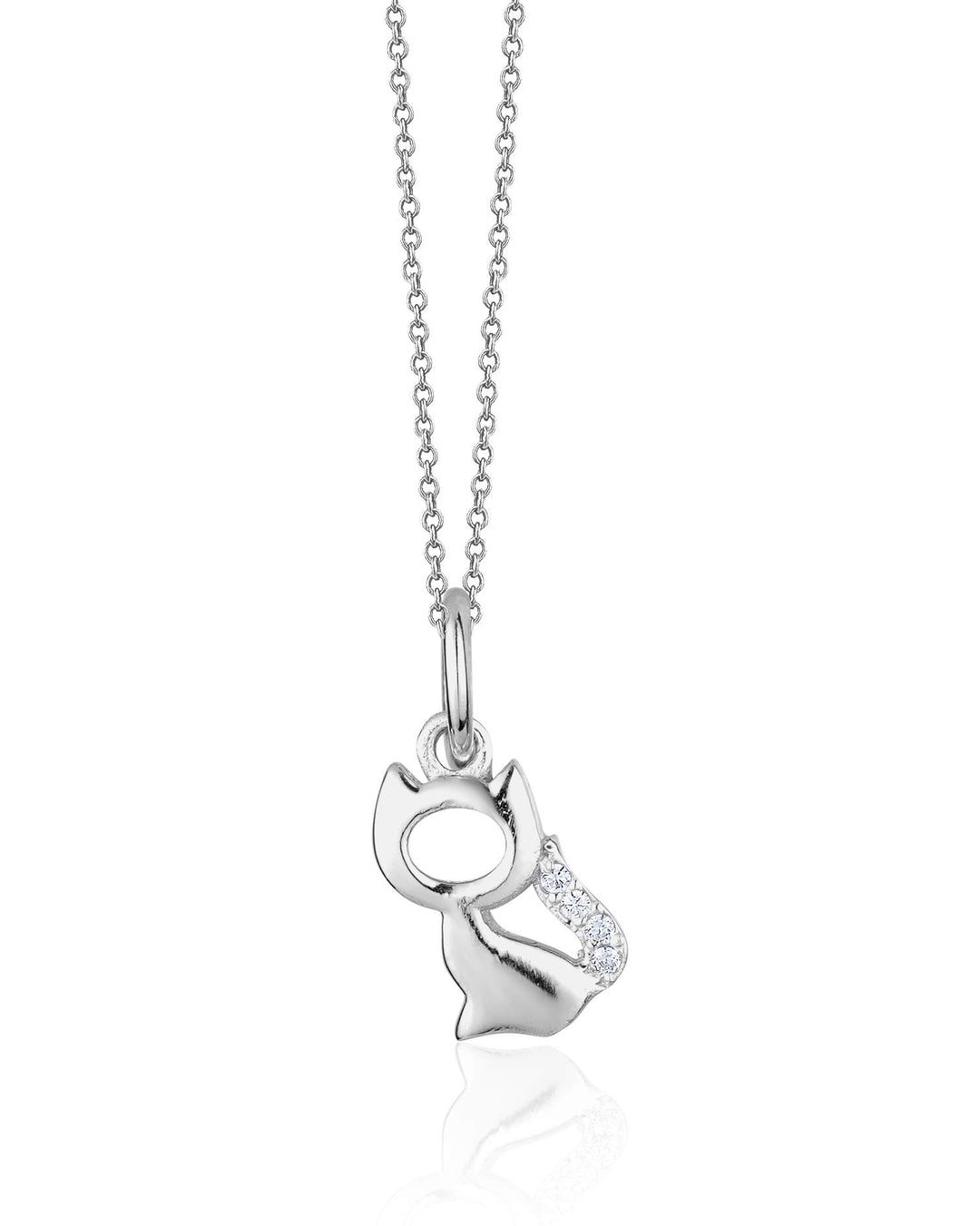 Larus Sterling Silver 18" C.Z Kitty Necklace.