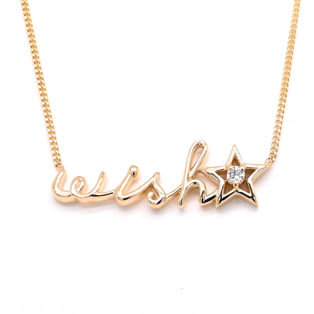 Fire & Ice10KT Yellow Gold 18" 0.02CT Canadian Diamond Wish Necklace.