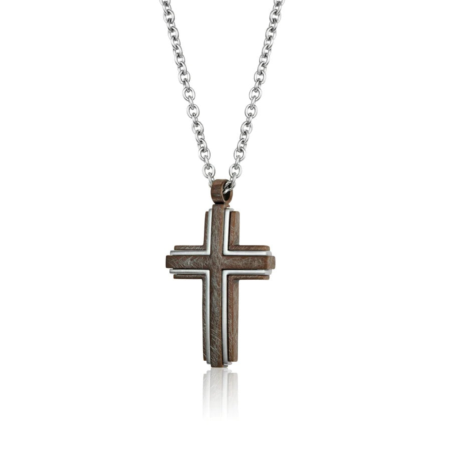 Italgem Steel 22" Stainless Steel IP Cross Necklace.
