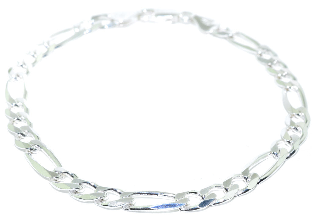 Sterling Silver 8.5" 7.5mm Figaro Link Bracelet