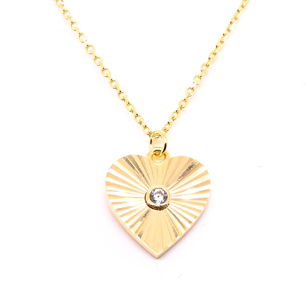 Sterling Silver 18" Heart C.Z Necklace.