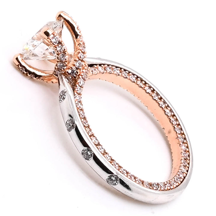 14KT White & Rose Gold 2.34CTW Round Brilliant Lab Grown Diamond Accent Engagement Ring.