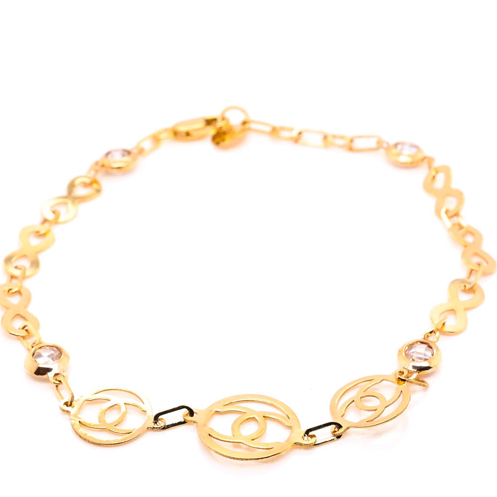 10KT Yellow Gold 7.5" C.Z Infinity Bracelet.