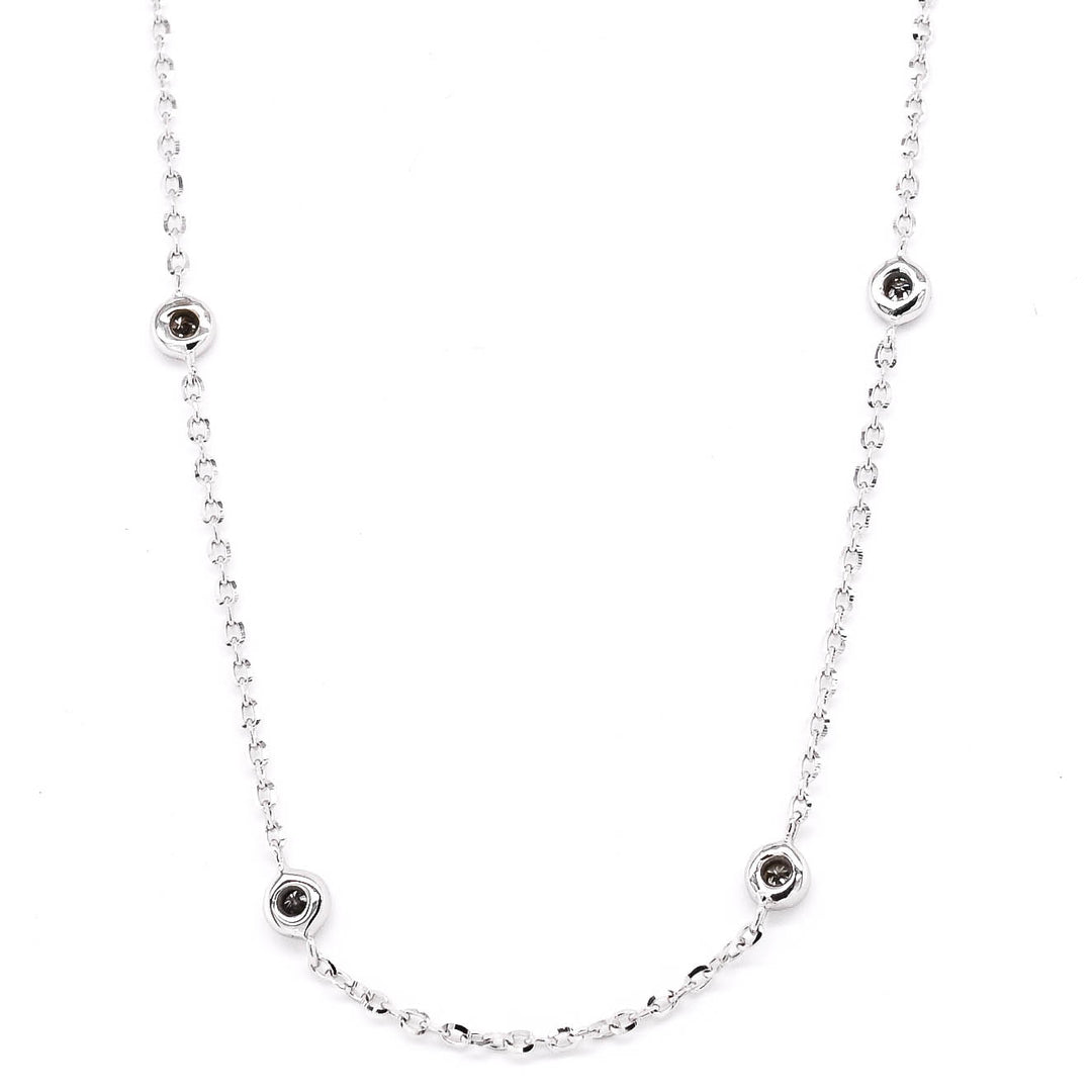 14KT White Gold 18" 0.10CTW Diamonds By The Yard Necklace.