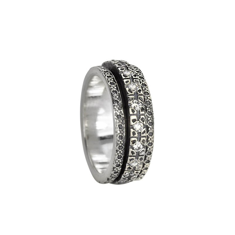 Halo Meditation Ring, Sterling Silver, C.Z. Size 7