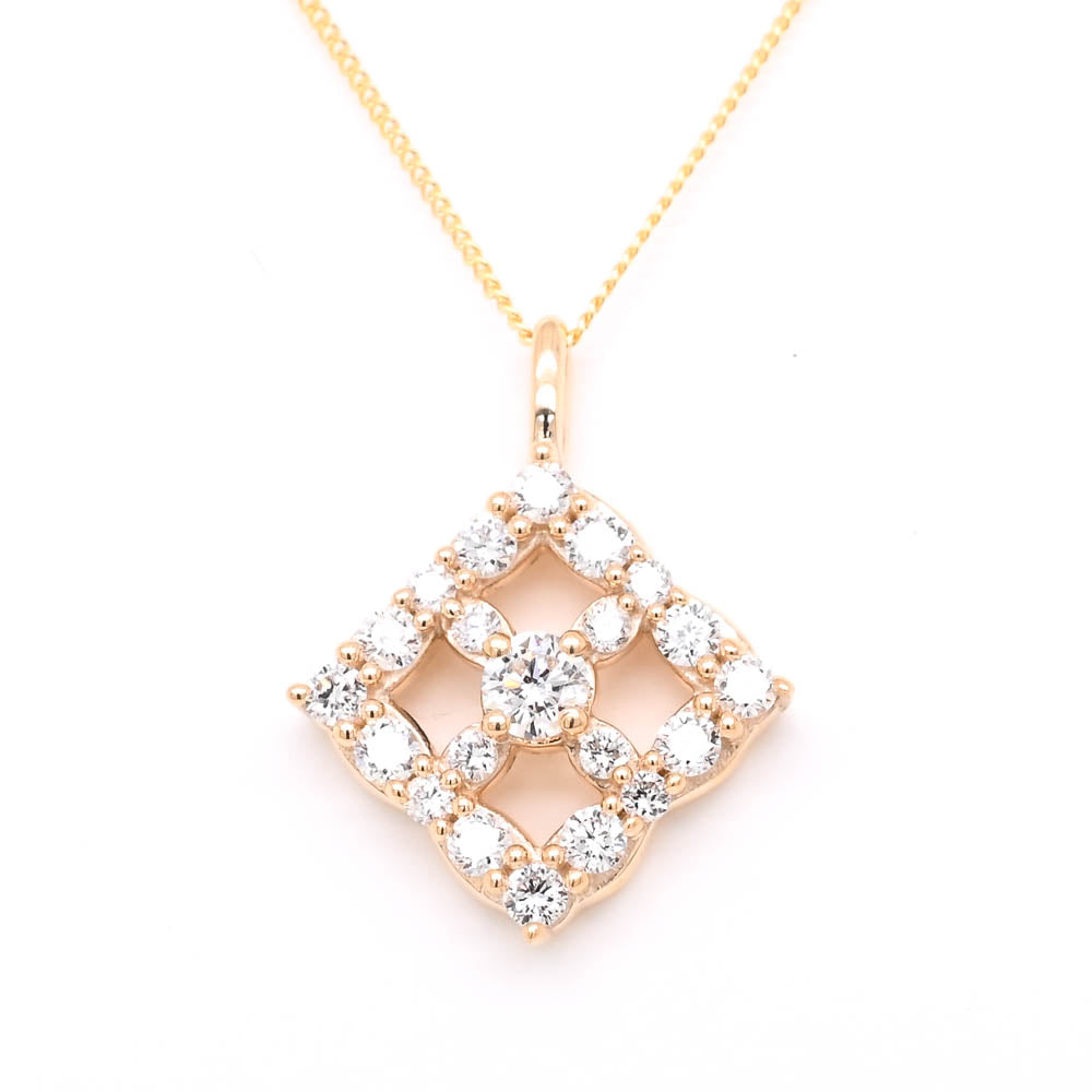 LUJO 10KT Yellow Gold 18" 0.55CTW Round Brilliant LAB Created Diamond Necklace.