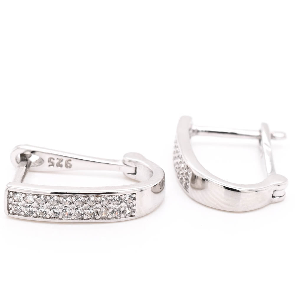 Sterling silver C.Z 14x10mm Huggies Earrings.