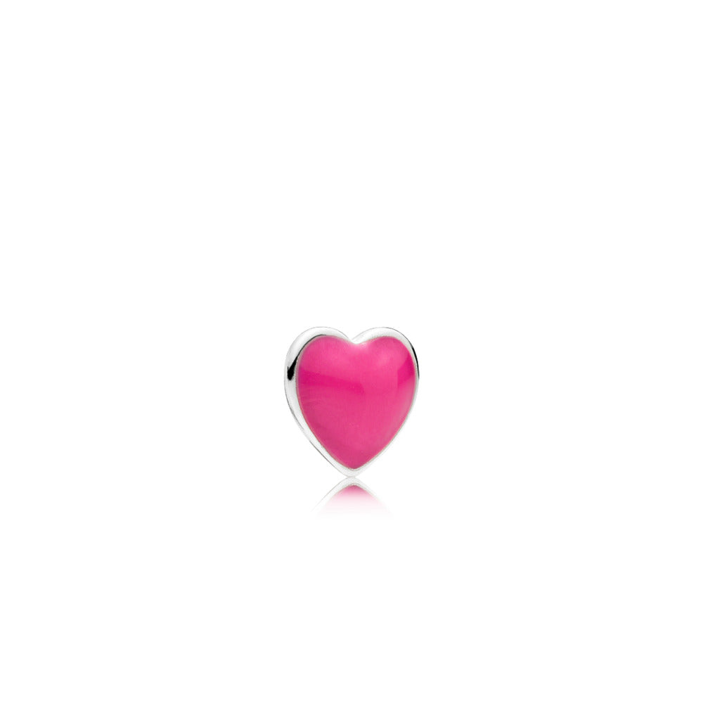 Heart silver petite element with magenta enamel