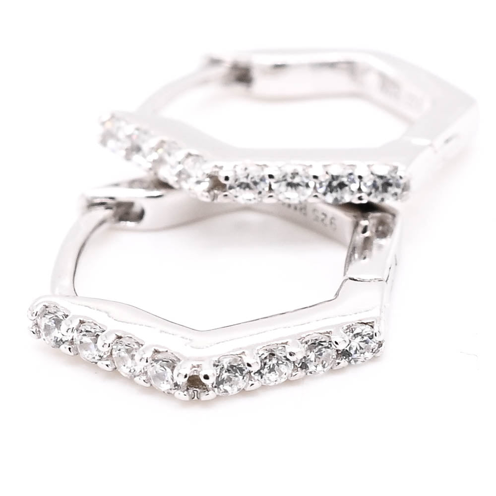 Sterling Silver 12mm C.Z Huggies Earrings.