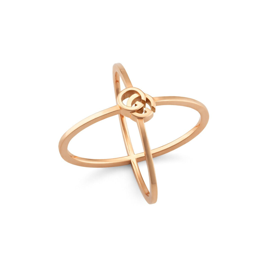 Gucci 18KT Rose Gold GG Running Criss Cross Ring.